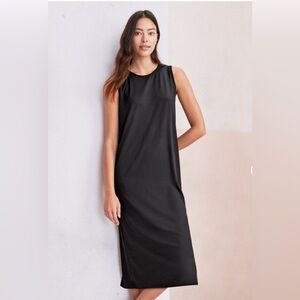 Eileen Fisher Stretch Jersey Midi Dress - Black - Petite Large